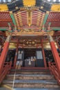 Seson-in Shakado Temple. Ã¤Â¸âÃ¥Â°Å Ã©â¢Â¢ Ã©â¡ËÃ¨Â¿Â¦Ã¥Â â Colorful front entrance and Sugaruhafu bargeboard detail.